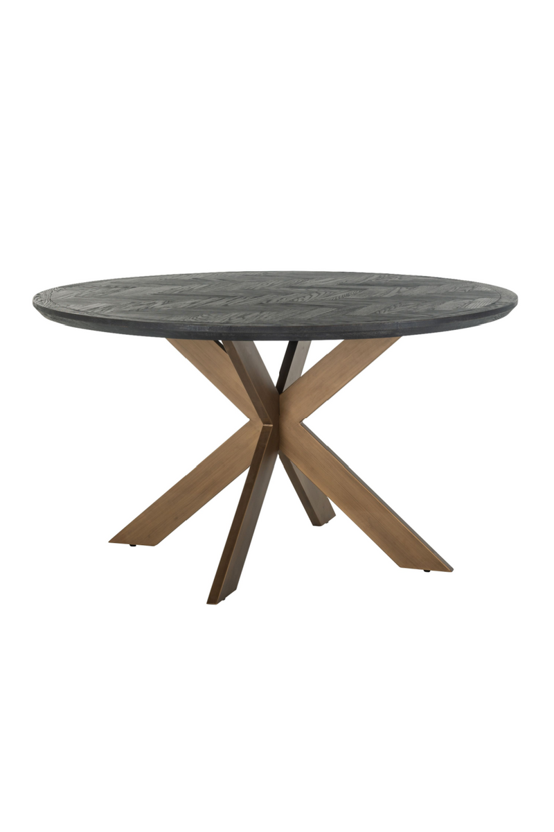 Table de salle à manger ronde en chêne et laiton 140 cm | Richmond Blackbone | Meubleluxe.fr