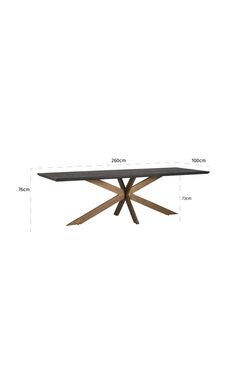 Table de salle à manger rectangulaire en chêne et laiton 260 cm | Richmond Blackbone | Meubleluxe.fr